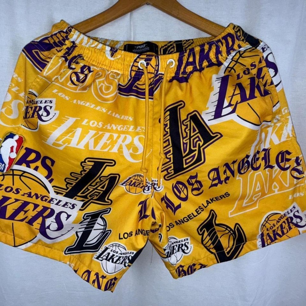 Pro Standard Los Angeles Lakers Shorts Mens Medium Yellow Excellent NBA Logo